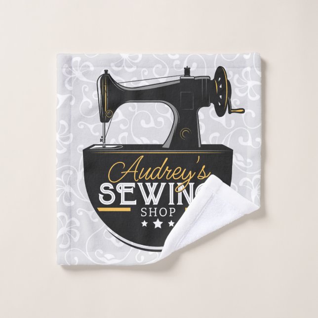 Machine à coudre antique AJOUTER LE NOM Seamstress (Gant de toilette)