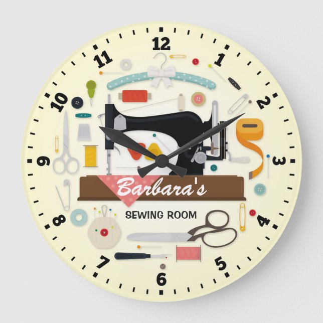 Machine à coudre horloge murale personnalisable (Recto)