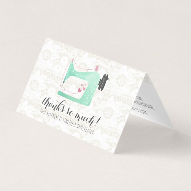 Machine à coudre sur Merci en dentelle chic Shabby (Front)