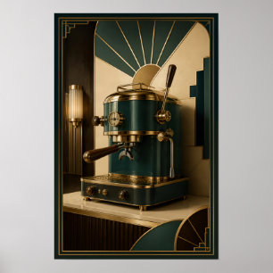 Machine à expresso Art Déco – Vert émeraude et or