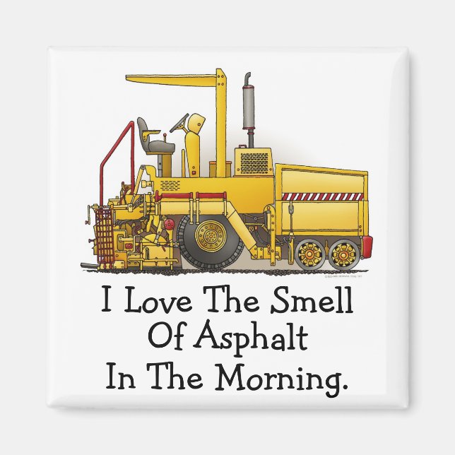 Machine à paver Magnet Carré I Love Asphalt (Devant)