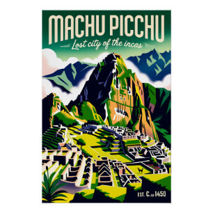Machu Picchu Pérou Art de Affiche de Voyage Rétro