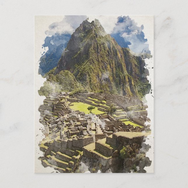 Machu Picchu Pérou Watercolor Art Invitation (Devant)