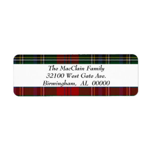 MacLean MacClain Tartan Plaid Étiquette retour
