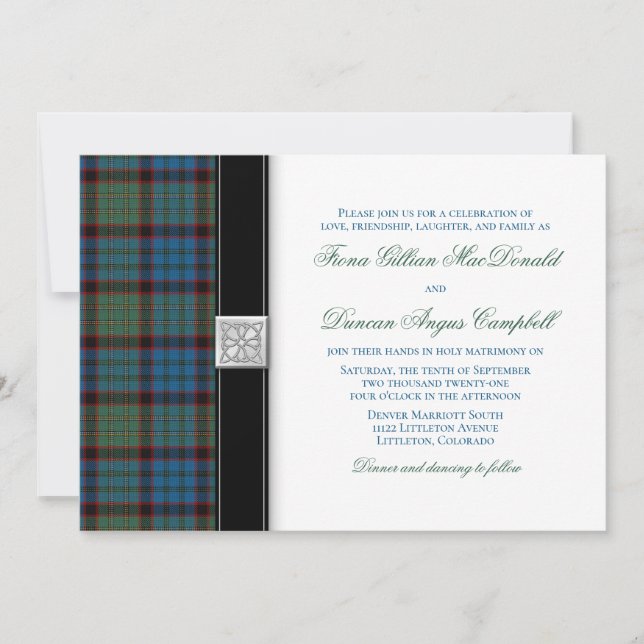 MacNicol Chasse Tartan Faire-part de mariage (Devant)