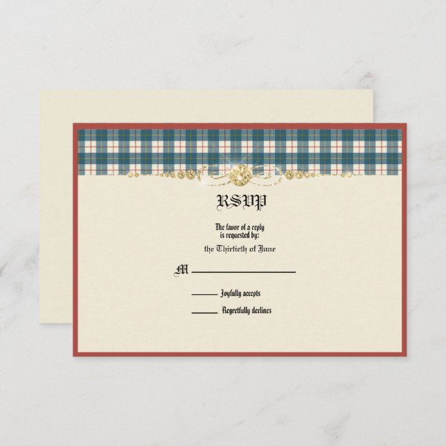 MacRae Conchra Tartan Wedding RSVP (Devant / Derrière)