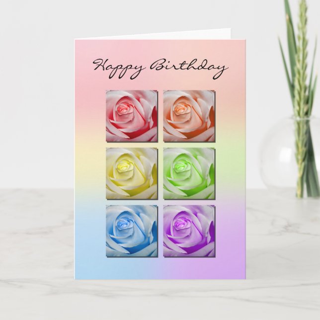 Macro Rainbow Rose carte d'anniversaire (Devant)