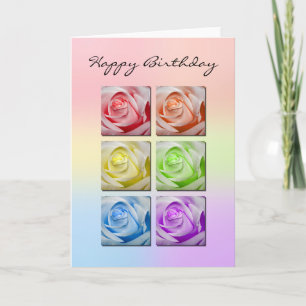 Macro Rainbow Rose carte d'anniversaire