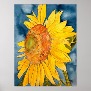 macro tournesol affiche d'art populaire