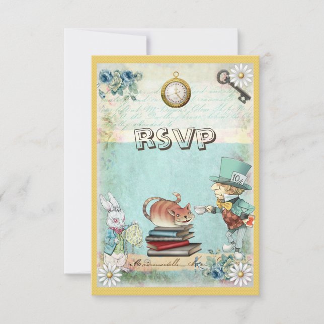 Mad Hatter & Cat RSVP Apportez un Baby shower de l (Devant)