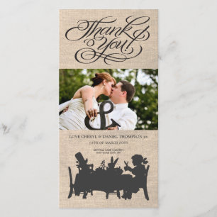 Mad Hatter Tea Party Mariage Carte photo Merci