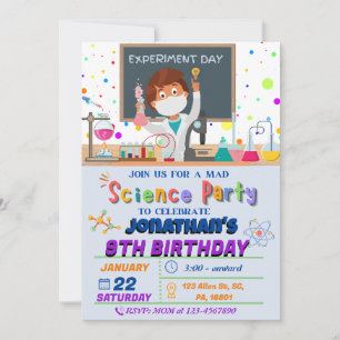 Mad Science Anniversaire Fête Invitation pour garç