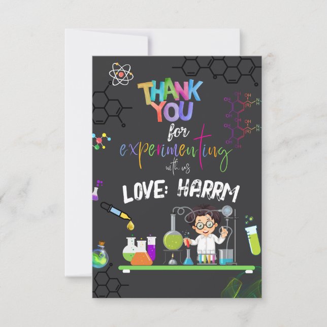 Mad Science Birthday Party thank you card (Devant)