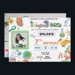 Mad Science Party, scientifique Invitation d'anniv<br><div class="desc">Éblouissez vos invités avec cette invitation de fête d'anniversaire scientifique colorée avec des éléments scientifiques microscope globe expériences outils, vous pouvez ajouter la photo de votre enfant et une photo pour l'arrière - plan. Ajoutez simplement les détails de votre événement sur ce modèle convivial pour en faire une invitation unique...</div>