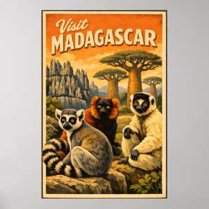 Madagascar - Affiche de voyage vintage