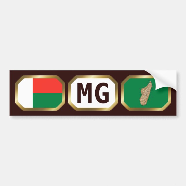 Madagascar Flag Map Code Bumper Sticker (Devant)