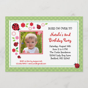 Madame Bug Birthday Photo Invitation