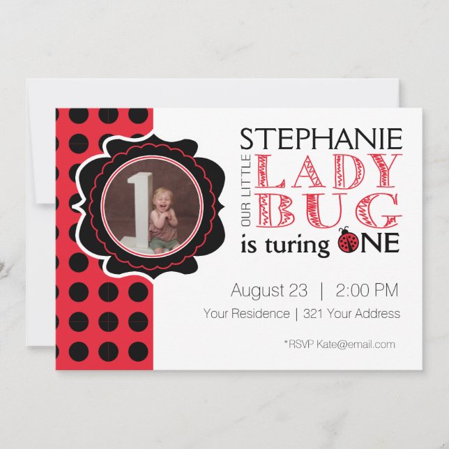 Madame Bug First Birthday Invitation (Devant)