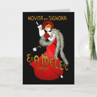 Madame dans la carte vierge foncée rouge