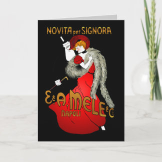 Madame dans la carte vierge foncée rouge