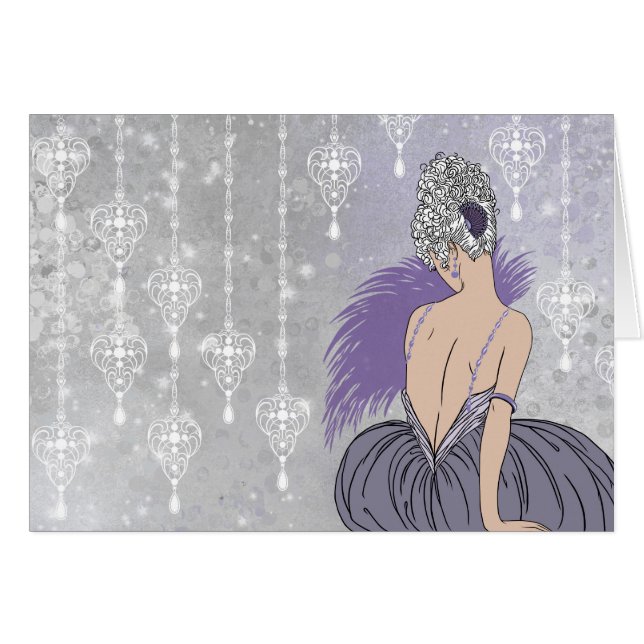 Madame d'art déco avec des bijoux - BIANCA : Mauve (Devant Horizontal)