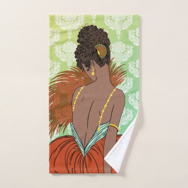 Madame d'art déco avec la damassé - BIANCA : Été (Serviette à main)