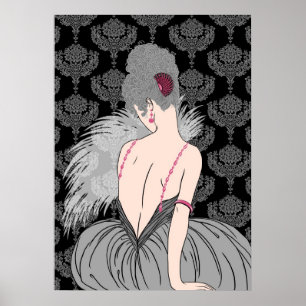 Madame d'art déco avec la damassé - BIANCA : Gris