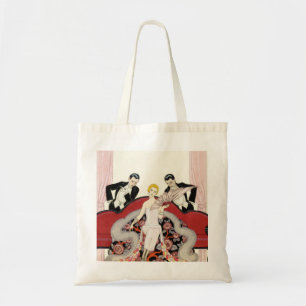Madame élégante dans le sac fourre-tout à art d