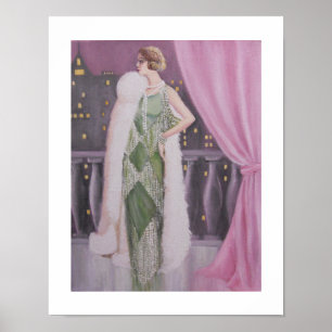 Madame élégante On A Balcony, affiche