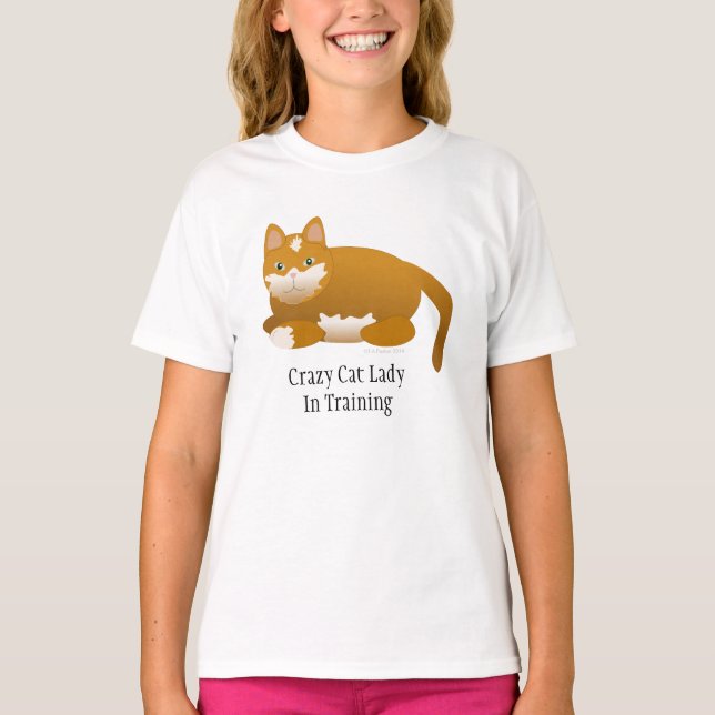 Madame folle de chat dans le T-shirt de la fille (Devant)