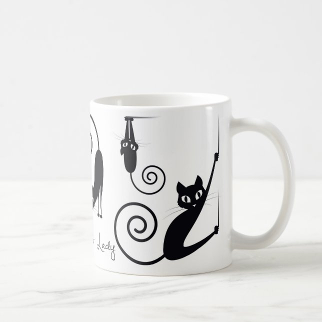 Madame folle Mug de chat, avec les chats élégants (Droite)