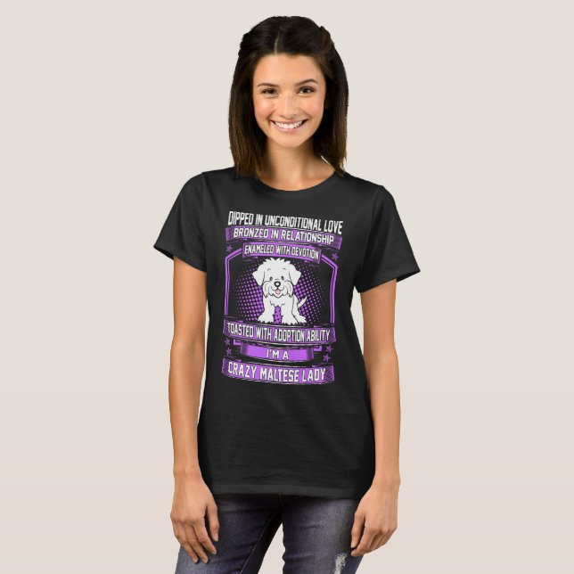 Madame folle Tshirt de chien maltais d'amour sans (Devant entier)