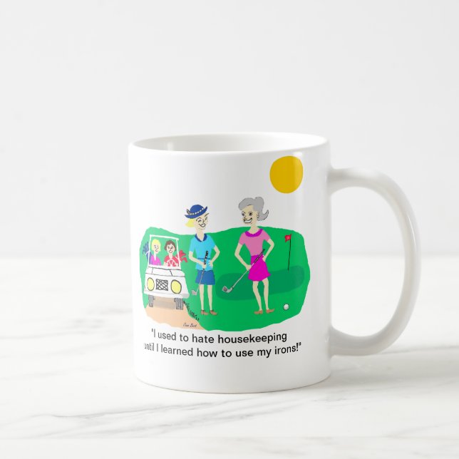 Madame Golfer Housekeeping Cartoon Mug (Droite)