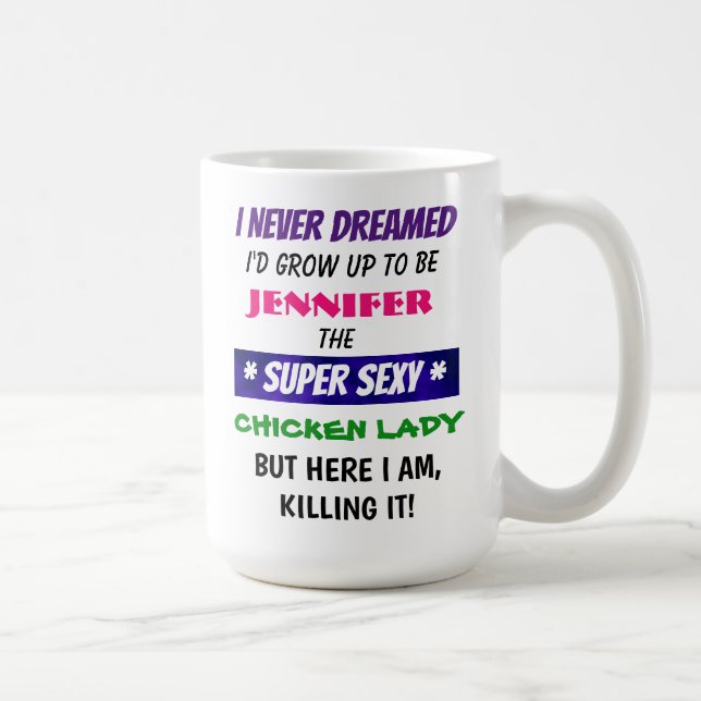 Madame personnalisable de poulet - 15 onces. Tasse (Droite)