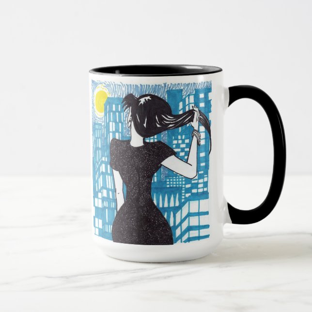 Madame regardant la tasse de ville (Droite)