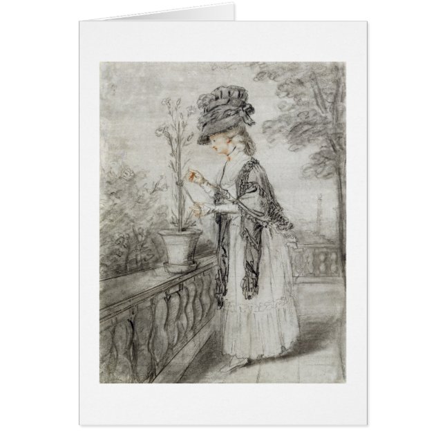 Madame sur une terrasse tendant une usine (Devant)
