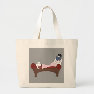 Madame, un chat et sac fourre-tout très bon à