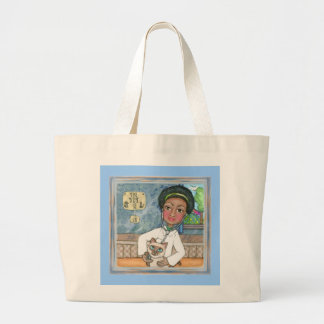Madame Veterinarian avec le sac fourre-tout à chat
