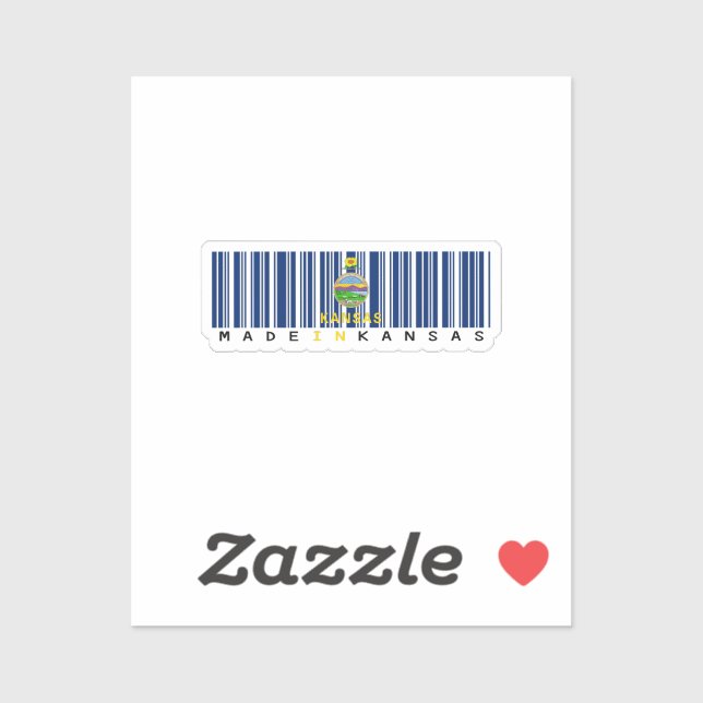 Made in Kansas Barcode Sticker - State Pride (Feuille)