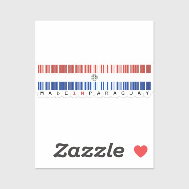 Made in Paraguay Barcode Flag Sticker (Feuille)