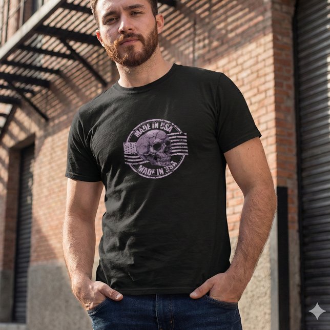 Made in USA Distressed Purple Skull  Men's T-Shirt (Créateur téléchargé)
