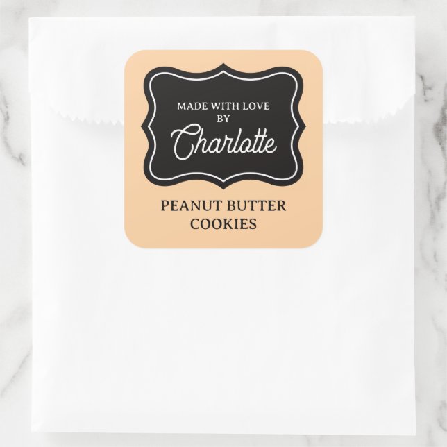 Made with love elegant baked good label stickers (Sac)