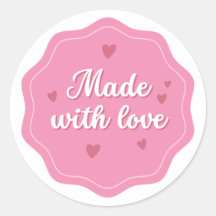Made with Love Pink Sticker - Étiquette mignon en