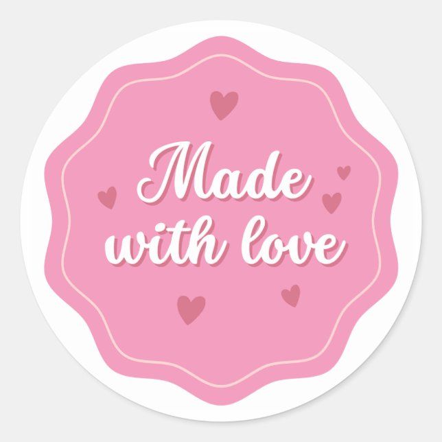 Made with Love Pink Sticker - Étiquette mignon en  (Devant)