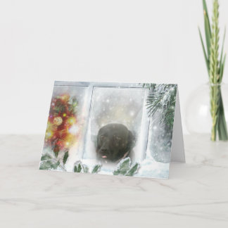 Madison la carte de Noël noire de Labrador