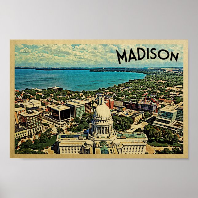 Madison Wisconsin Poster Vintage voyage Skyline (Devant)