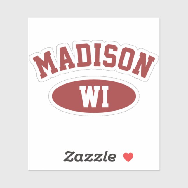Madison, Wisconsin Retro Typography Vinyl Sticker (Feuille)