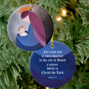 Madone et Enfant - Luc 2:11 Ornement de Noël