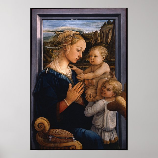 Madonna avec enfant et deux anges - Lippi - Poster (Devant)