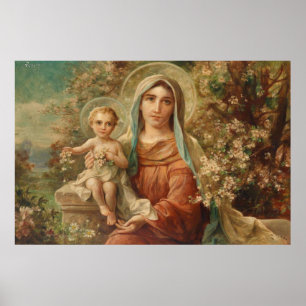 Madonna avec enfant par Hans Zatzka - affiche